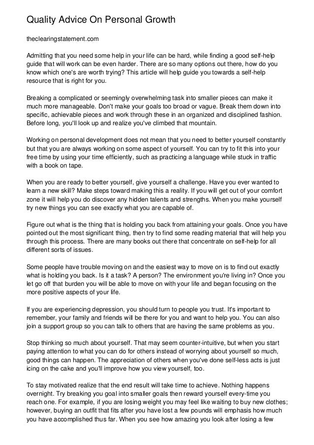 family and personal growth articles
