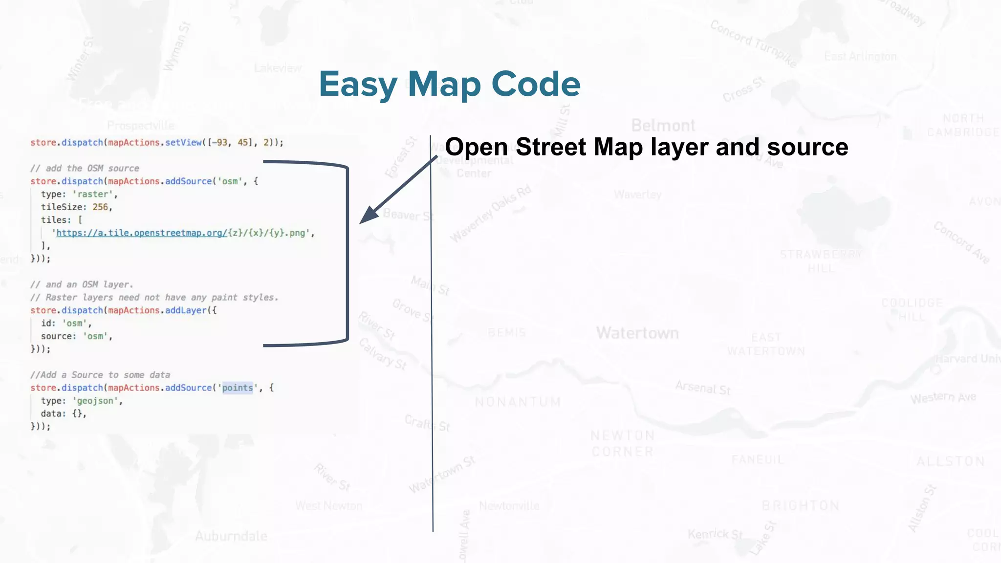 Free and Open Source Software for Geospatial
Easy Map Code
Open Street Map layer and source
 
