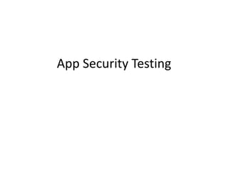 App Security Testing 