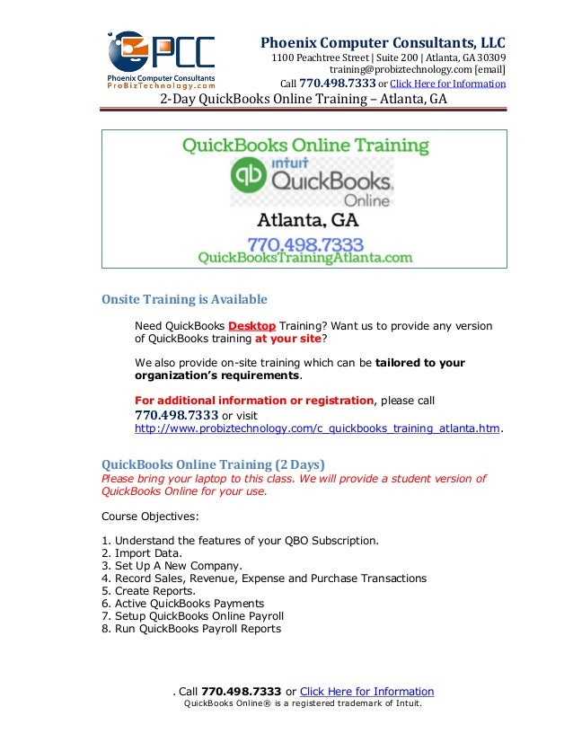 Quickbooks Online Qbo Training Atlanta Ga Fact Sheet