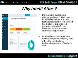 Why Intelli Atlas ?
• Do you have QuickBooks
printing problems? Visit here at
Intelli Atlas and get the best
technical support in real time. It
has a pool of experienced
professionals who fix in a
variety of technical issues
identified in QuickBooks.
• Intelli Atlas is an independent
technical support company that
offers the most reliable
technical support at affordable
cost.
888-846-6939
 