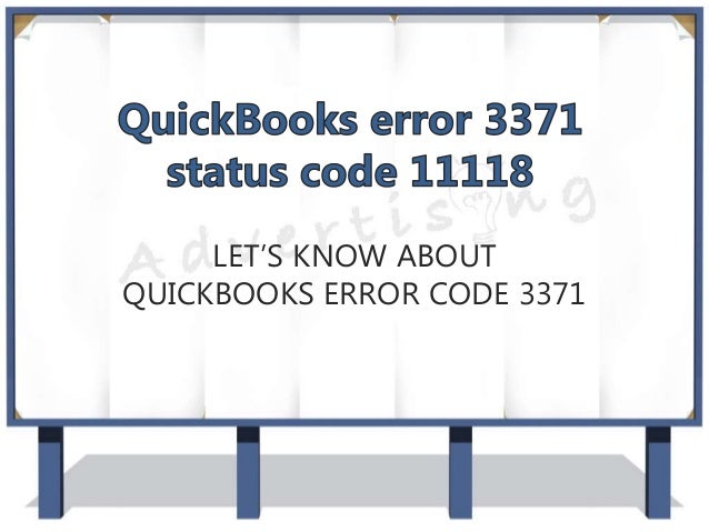 Quick Books Error 3371 Status Code 11118