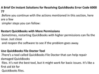 QuickBooks Error 6000 77 How To Resolve This When Opening A Company ...