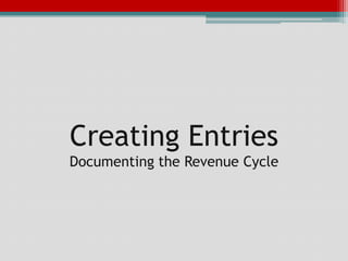 Creating Entries
Documenting the Revenue Cycle
 