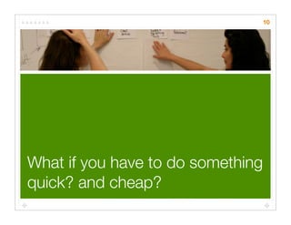 Quick Cheap Insightful: Usability testing in the wild