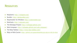 Quick dive into Ruby on Rails | PDF