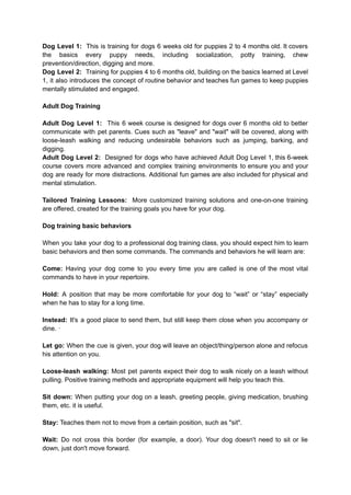 Dog Level 1: This is training for dogs 6 weeks old for puppies 2 to 4 months old. It covers
the basics every puppy needs, ...