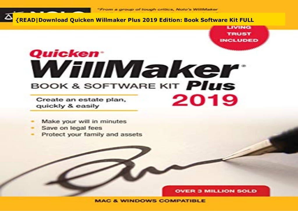 quicken willmaker plus 2019 edition book & software kit
