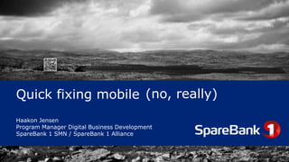 Quick fixing mobile (no, really)
Haakon Jensen
Program Manager Digital Business Development
SpareBank 1 SMN / SpareBank 1 Alliance

 