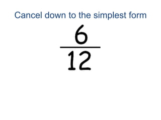 Cancel down to the simplest form