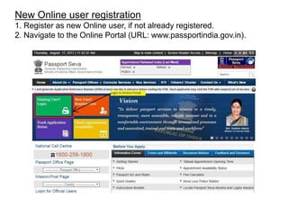 New Online user registration
1. Register as new Online user, if not already registered.
2. Navigate to the Online Portal (...