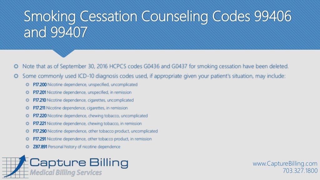 Quick Guide Billing for Smoking Cessation Services