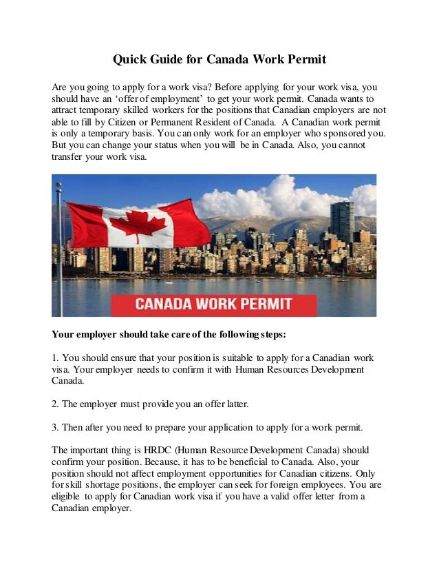 Quick guide for canada work permit
