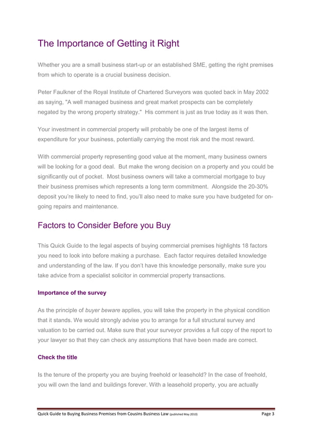 Quick Guide To Buying A Commercial Property From Cousins Business Law