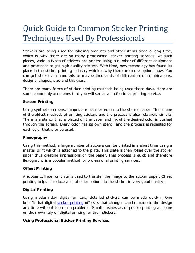 sticker printing services