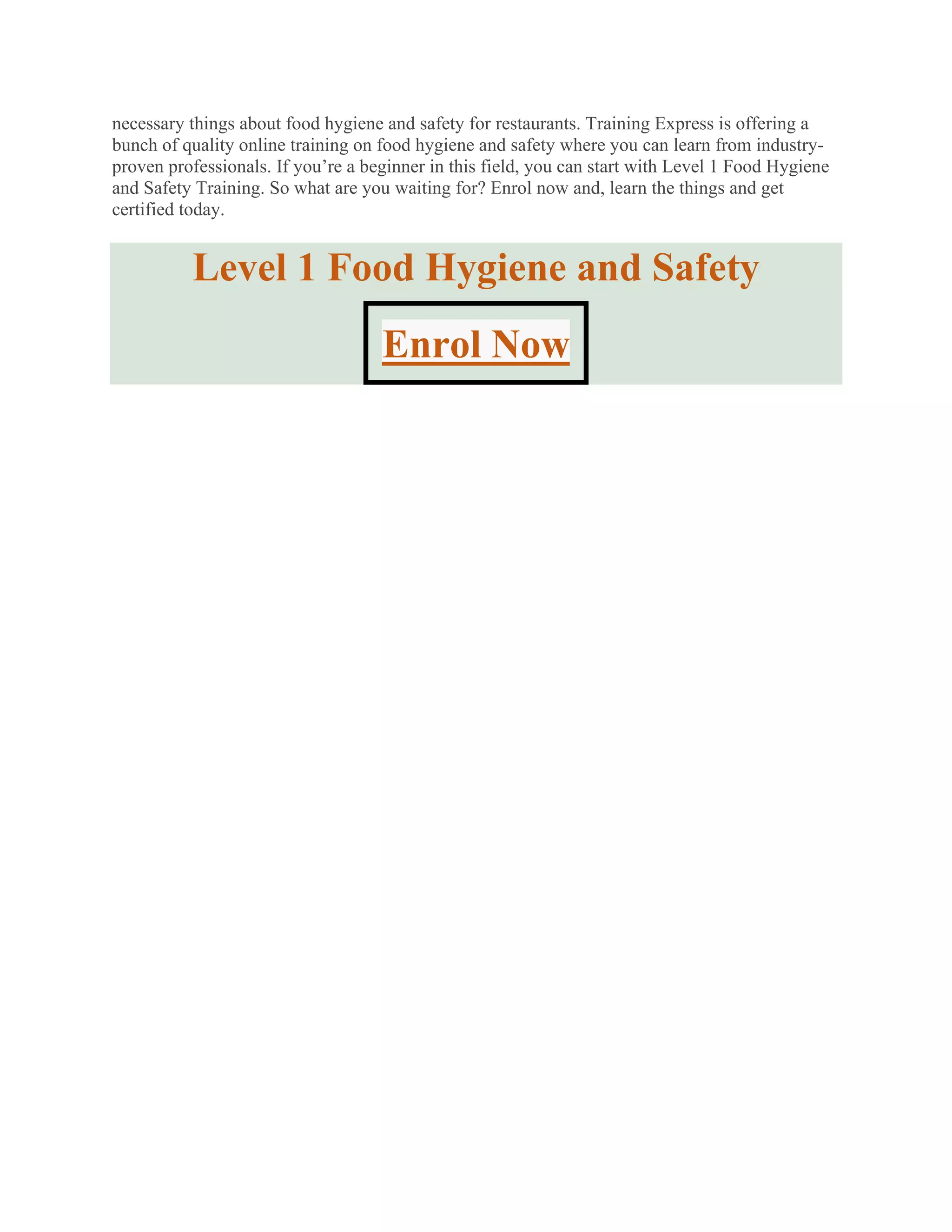 Quick guide to food hygiene and safety for restaurants | PDF