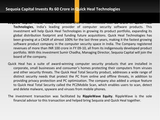 Sequoia Capital Invests Rs 60 Crore in Quick Heal Technologies ,[object Object],[object Object],[object Object]