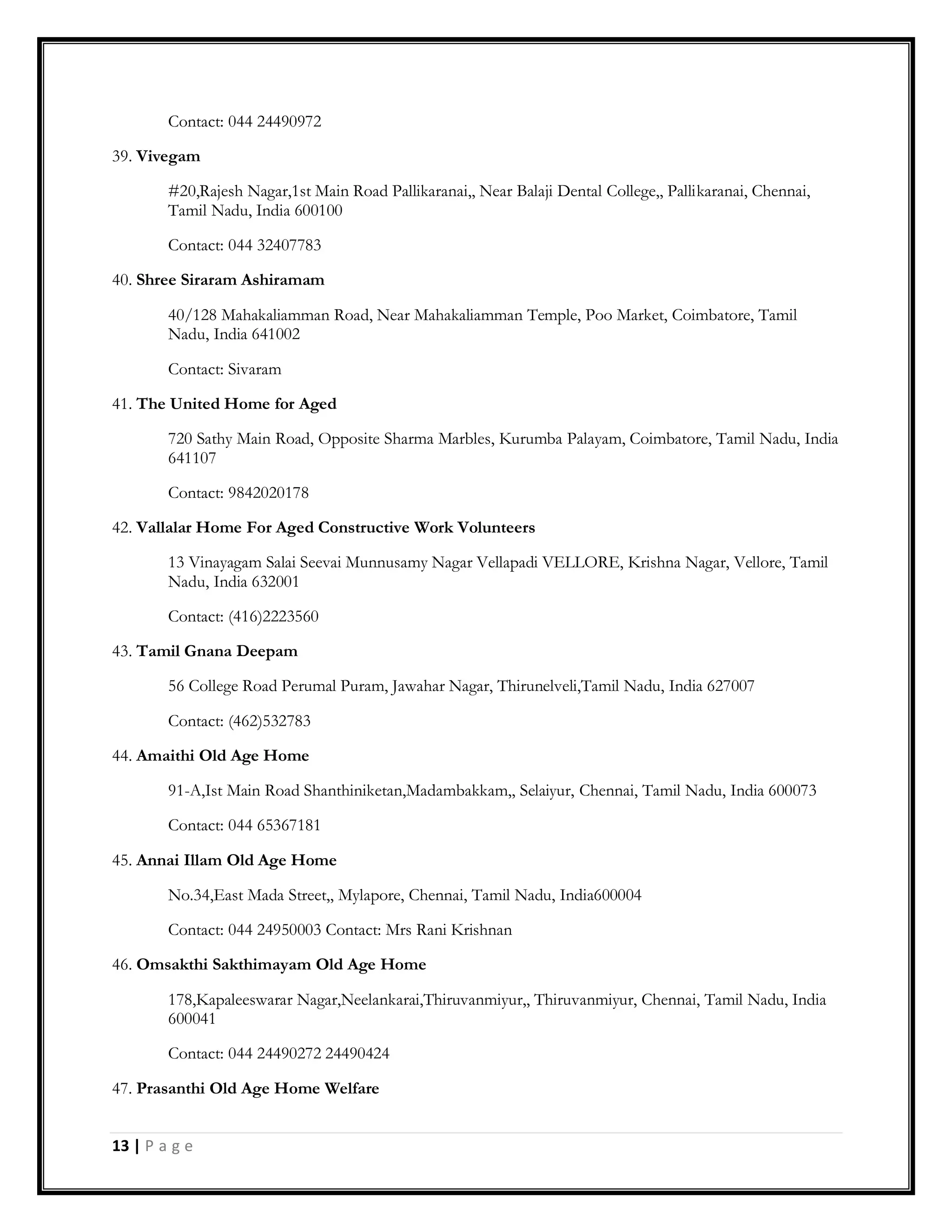 Quick list of old age homes in india | PDF
