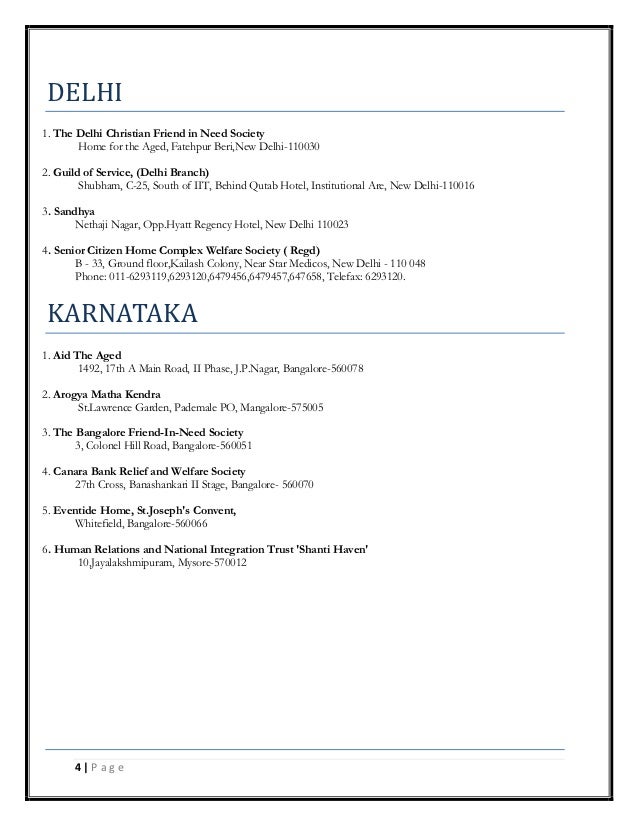 Quick List Of Old Age Homes In India