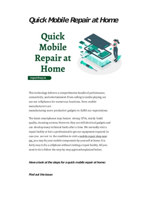 Quick Mobile Repair at Home Doorstep Repair