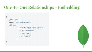 One-to-One Relationships - Embedding
 