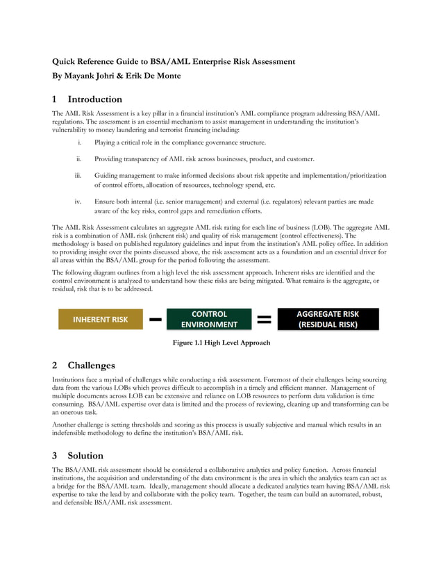 Quick Reference Guide to BSA/AML Risk Assessment | PDF | Business ...