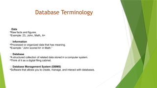 Quick Revision on DATA BASE MANAGEMENT SYSTEMS concepts.pptx