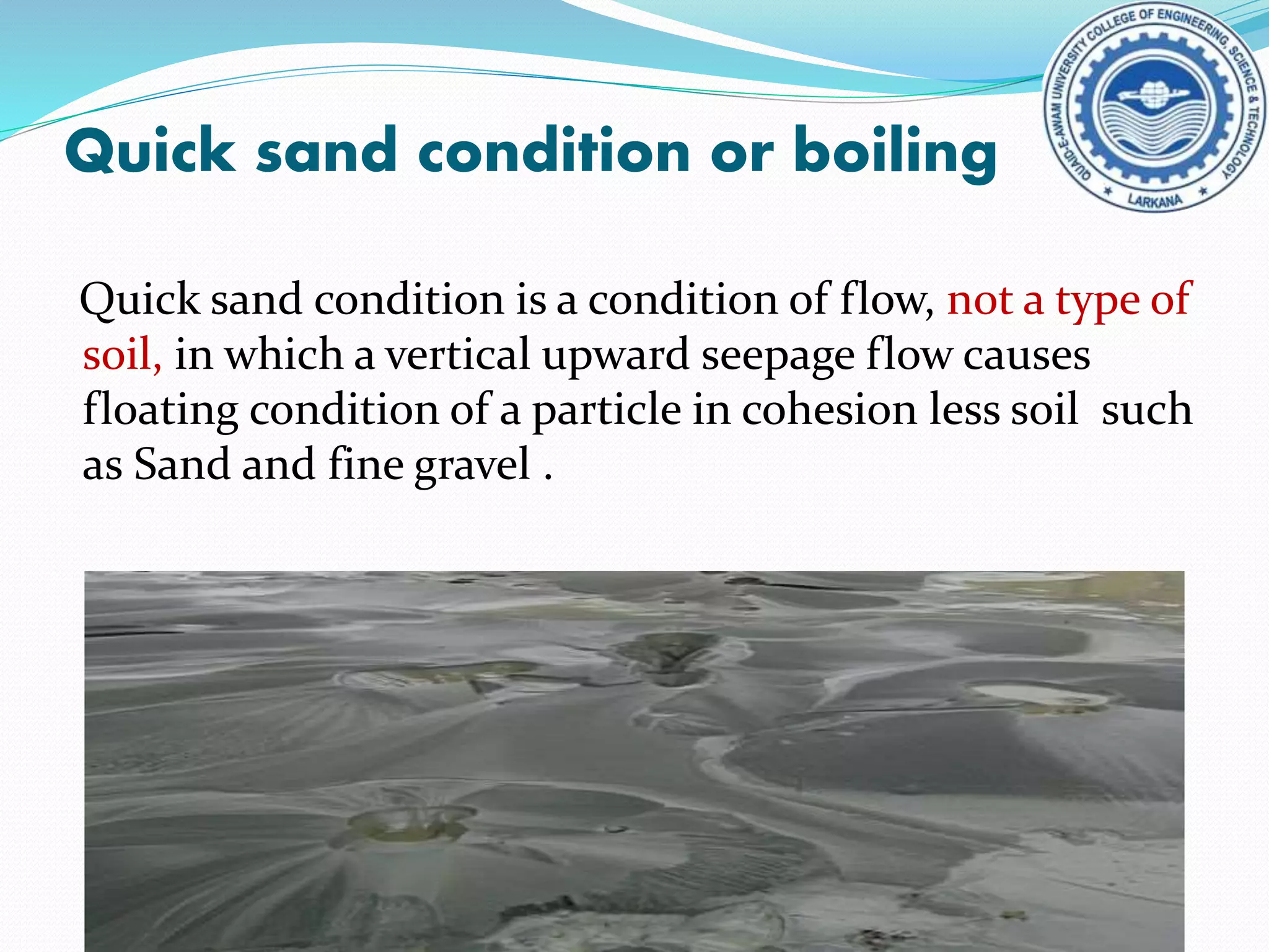 Quick sand condation