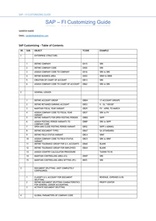 Quick sap fi configuration | PDF