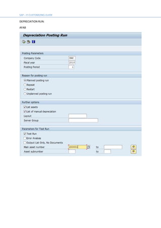 DEPRECIATION RUN:
AFAB
 