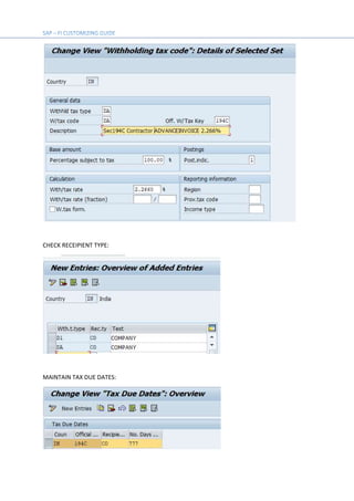 CHECK RECEIPIENT TYPE:
MAINTAIN TAX DUE DATES:
 