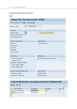 DEFINE DOCUMENT TYPES & NO. RANGE
OBA7
 