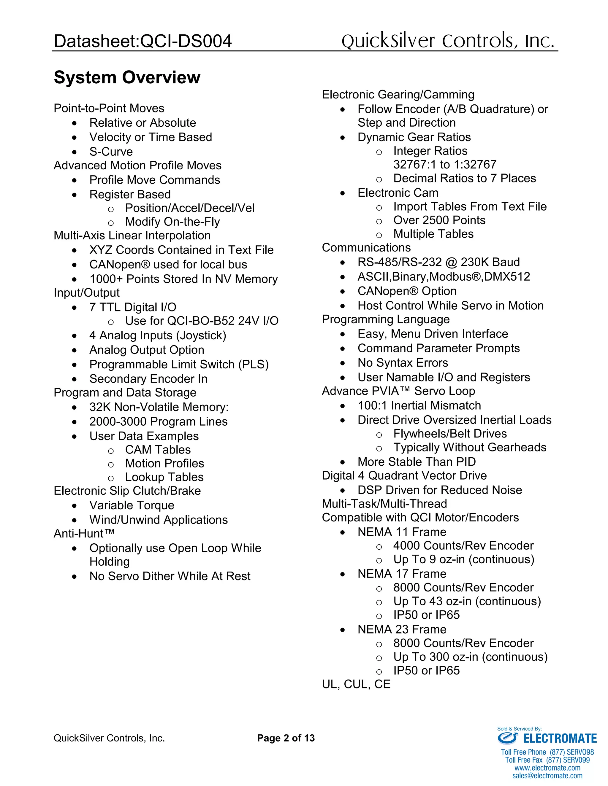 QuickSilver Controls QCIDS004 QCID2MG PDF
