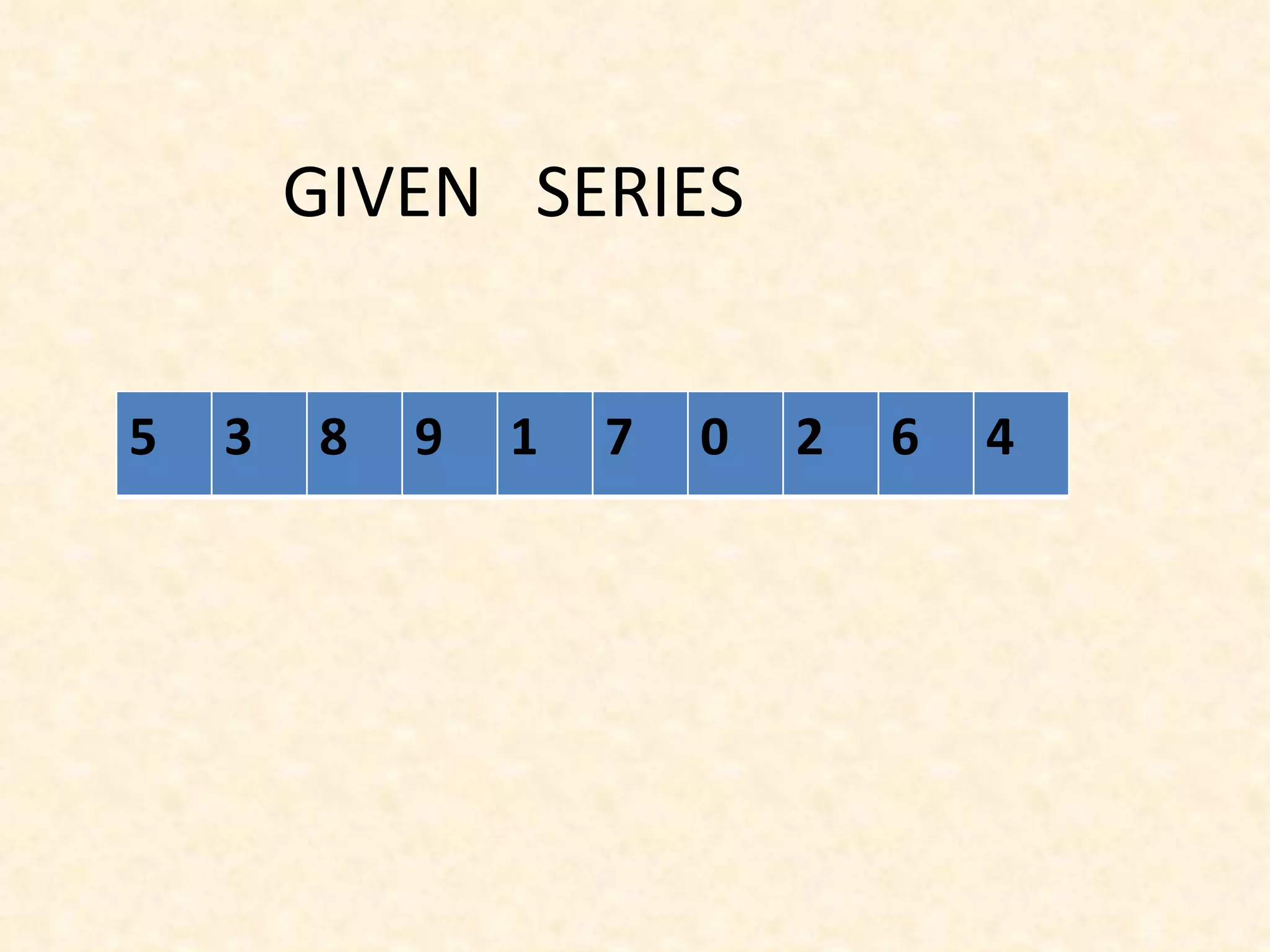 GIVEN  SERIES 5 3 8 9 1 7 0 2 6 4 
