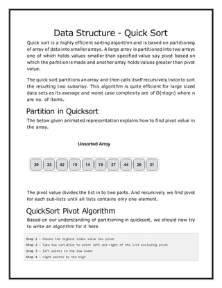 Quick sort | PDF