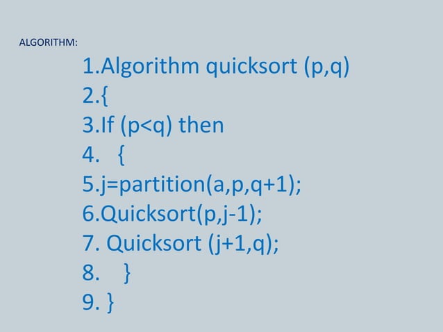 Quick sort algorithm using slide presentation , Learn selection sort ...