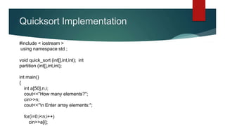 Quick sort by Sania Nisar | PPTX | Programming Languages | Computing