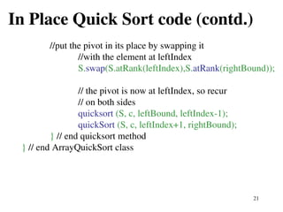 Quick Sort ALGORITHM FOR SORTING AN ARRAY | PPT