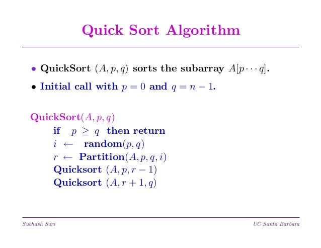 Quick sort algorithn