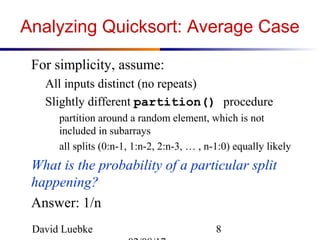 Average case Analysis of Quicksort | PPT