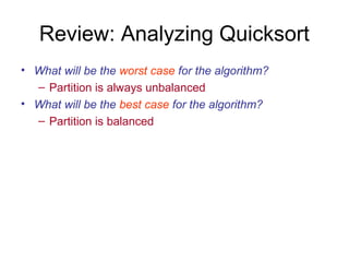 Quick sort Algorithm Discussion And Analysis | PPT