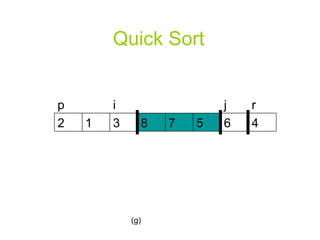 Quick Sort (g) 4 6 5 7 8 3 1 2 i p r j 