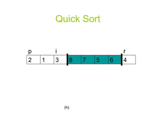 Quick Sort (h) 4 6 5 7 8 3 1 2 i p r 