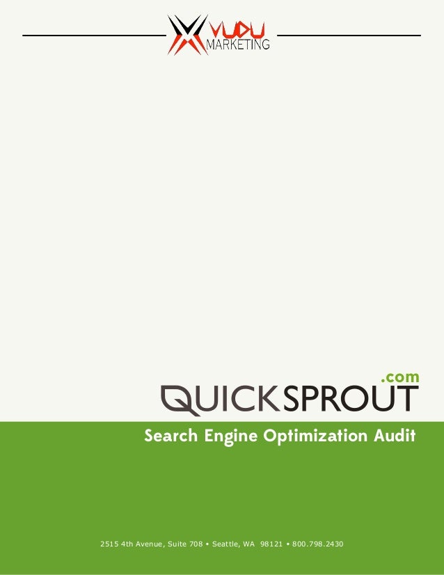 follow quicksprout audit report created by vudu marketing