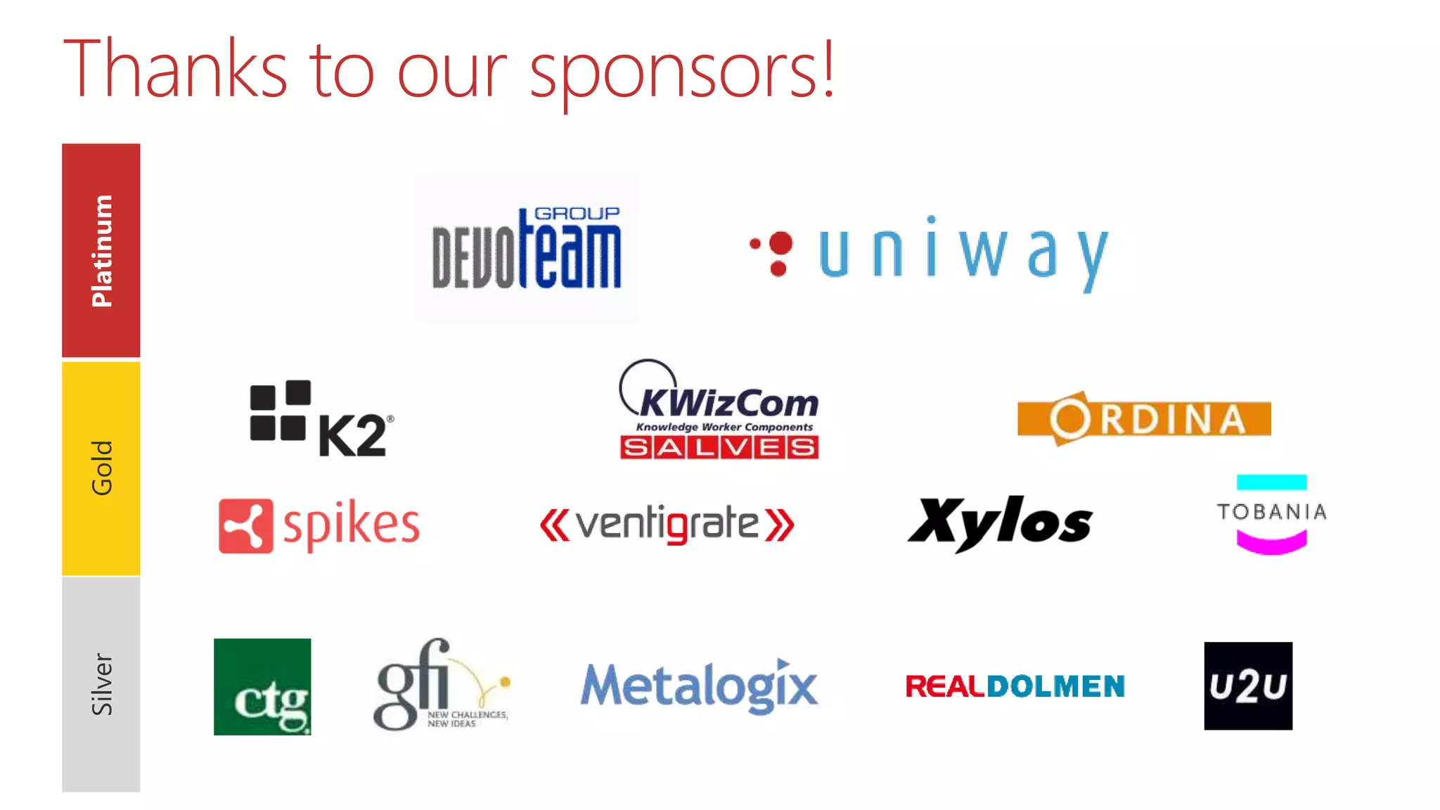PlatinumGoldSilver Thanks to our sponsors! 