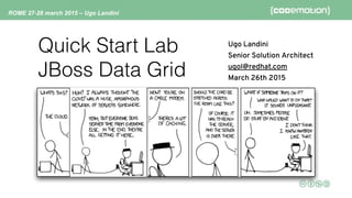ROME 27-28 march 2015 – Ugo Landini
Quick Start Lab
JBoss Data Grid
Ugo Landini 
Senior Solution Architect 
ugol@redhat.com 
March 26th 2015
 