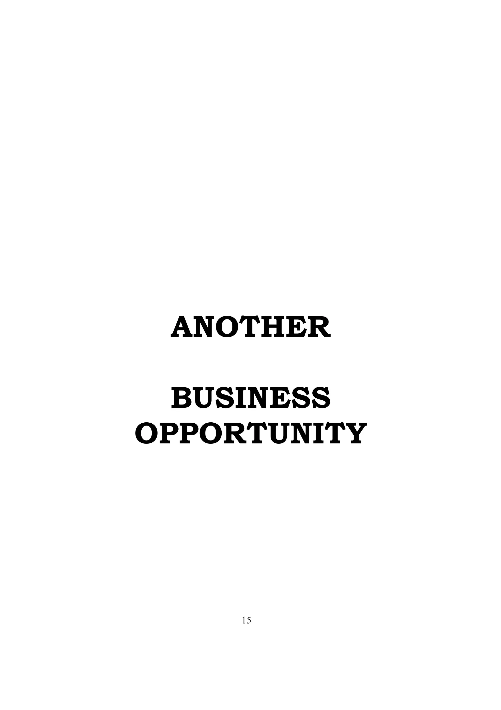 ANOTHER
BUSINESS
OPPORTUNITY
15
 