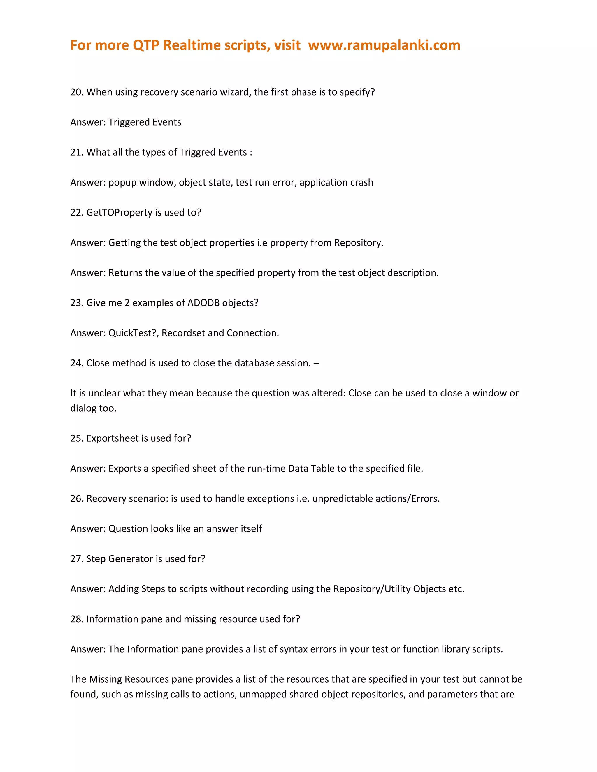 Quick test professional certifcation questions and tutorial2