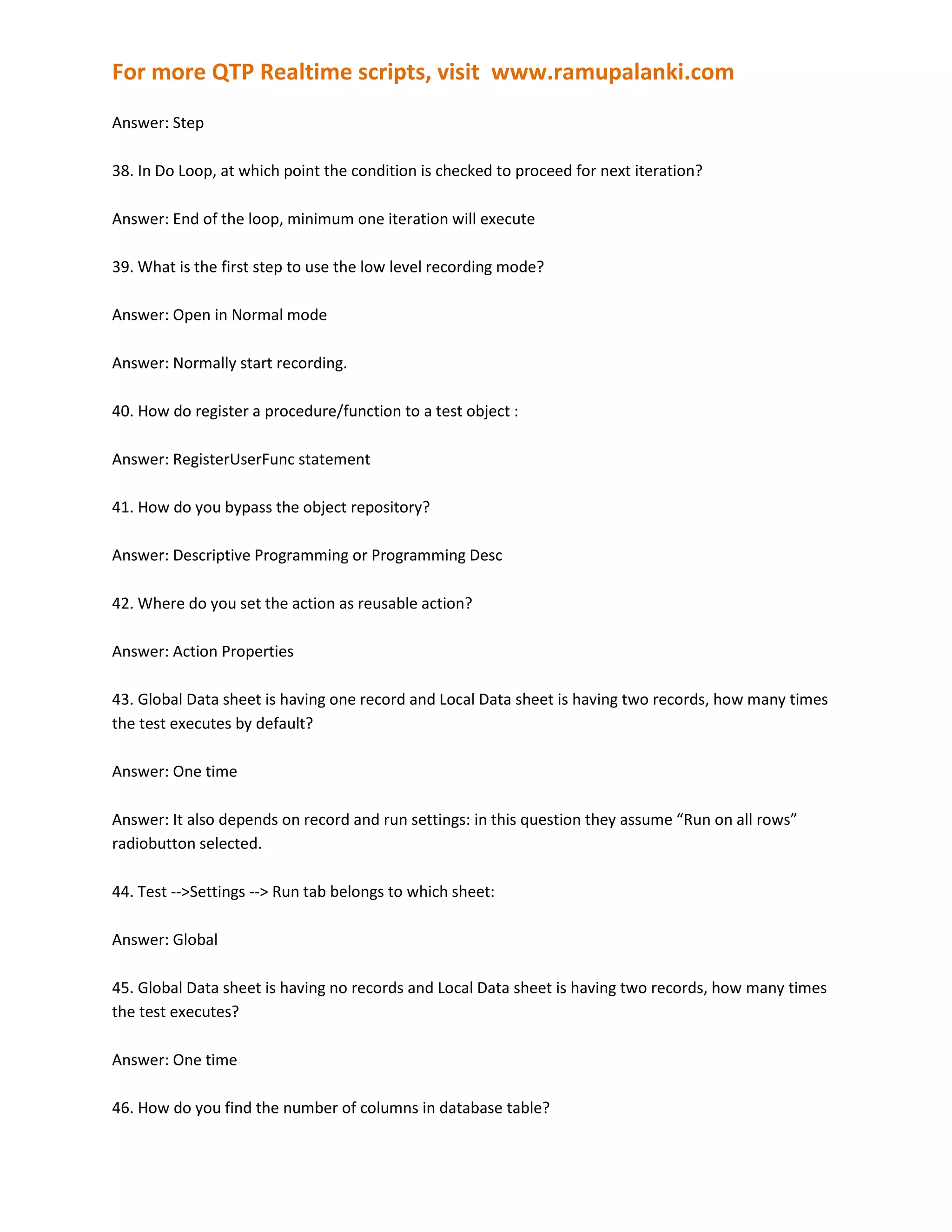 Quick test professional certifcation questions and tutorial2