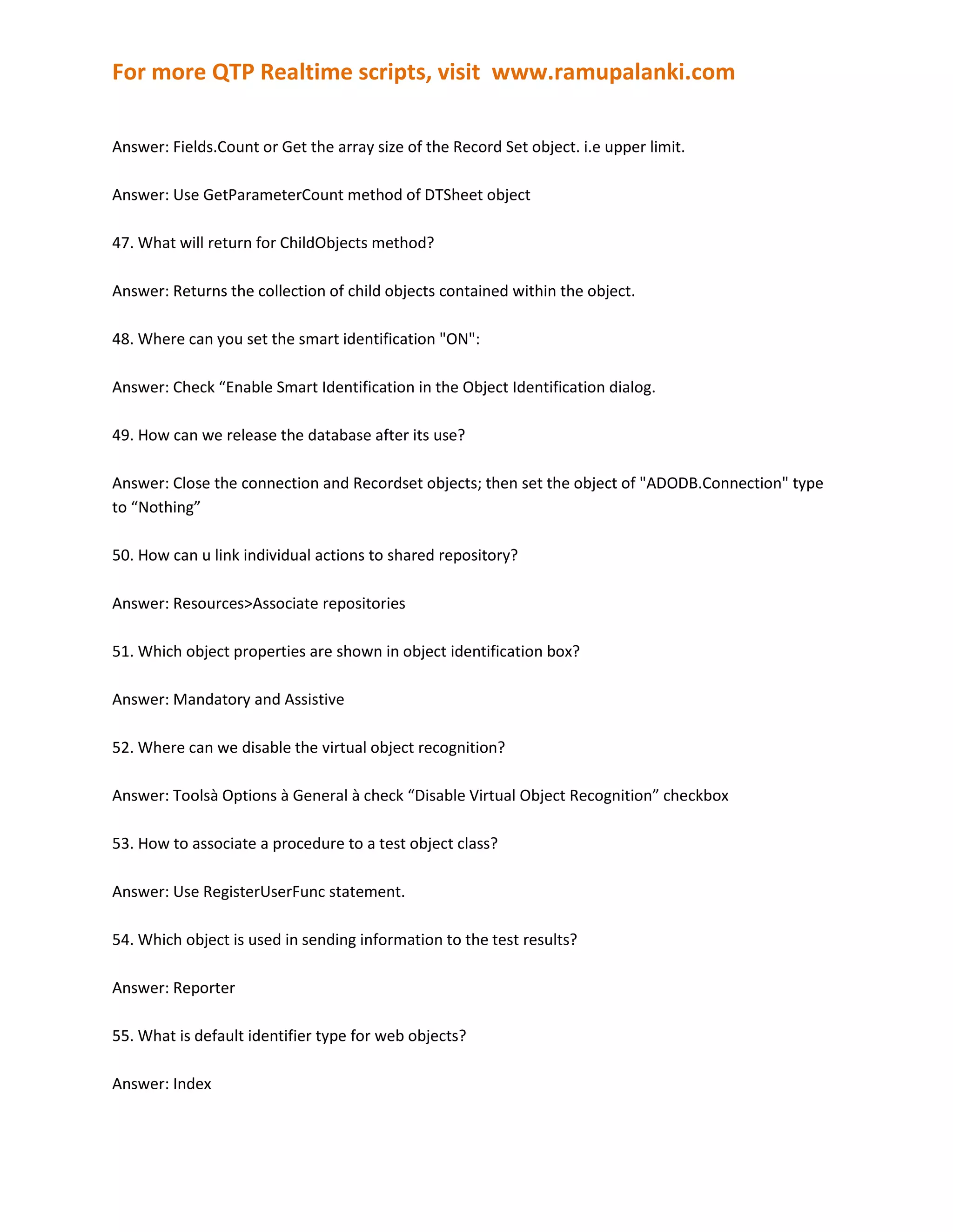 Quick test professional certifcation questions and tutorial2